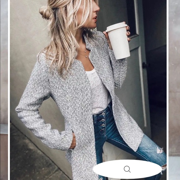 Vici Jackets & Blazers - Vici TAYSHIA POCKETED COAT - HEATHER GREY size s herringbone nwot